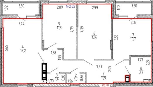 Планировка квартиры № 10, 3-комнатная квартира, 78,9 м², ЖК Дом с часами, корпус 2