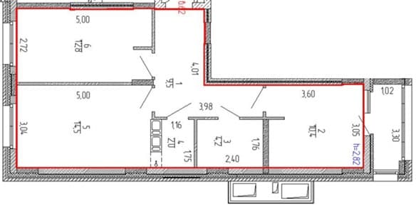 Планировка квартиры № 62, 2-комнатная квартира, 56,8 м², ЖК Дом с часами, корпус 2